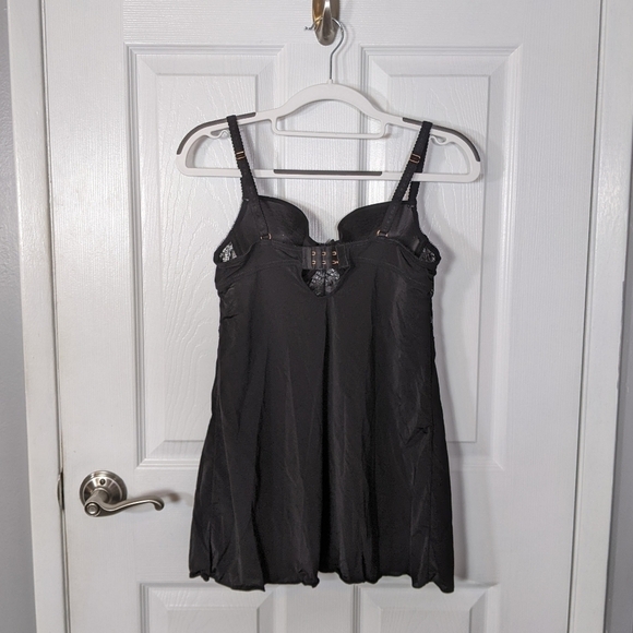 EUC Sophie b. Intimates Black Lacey Underwire Bow Detail‎ Chemise Size Small - Picture 3 of 9